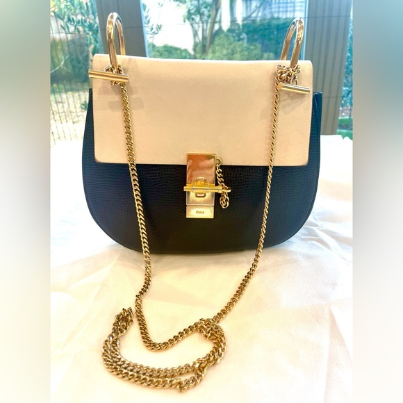 Chloé Drew Chain Pochette Bag (not mini), Beige and Black, EUC - Picture 2 of 15
